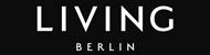 Living Berlin logo on a black background, white text in a bold, modern font